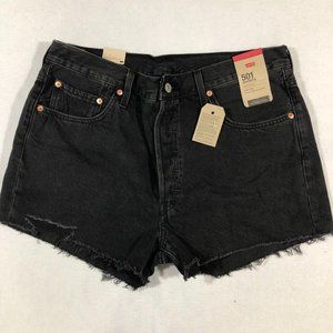 NEW Levi's Womens 501 33 Black Cut Off Denim Jean Short Distress 100% Cotton NWT